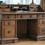 Antique Faux Quarter Sawn Oak Desk with Square Nuts